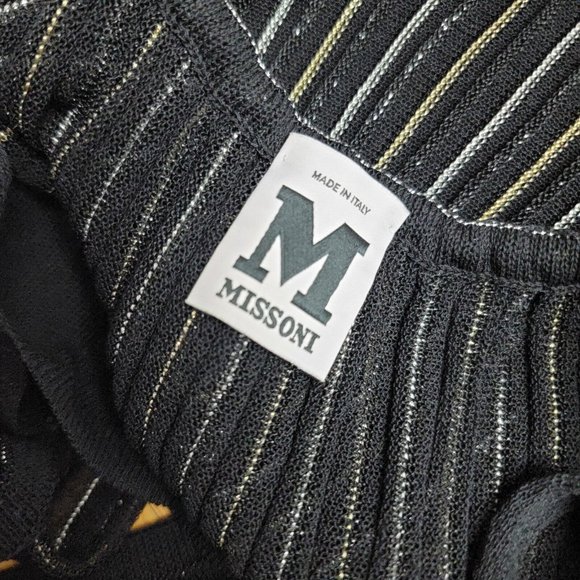 M Missoni Boatneck Off-Shoulder Metallic  Stripe Crochet-knit Tie Front Size 8 - Picture 4 of 6